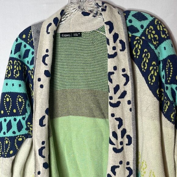 Gypsy05 Fringe Trim Multi Color Shawl Cardigan. Size XS. - Picture 2 of 14